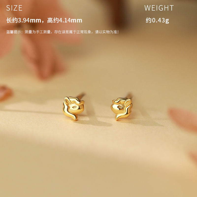 E廠【YC8536E】原創S999足銀萌馬搖財生肖馬輕奢耳環時尚本命年獨特耳飾
 25.10-4