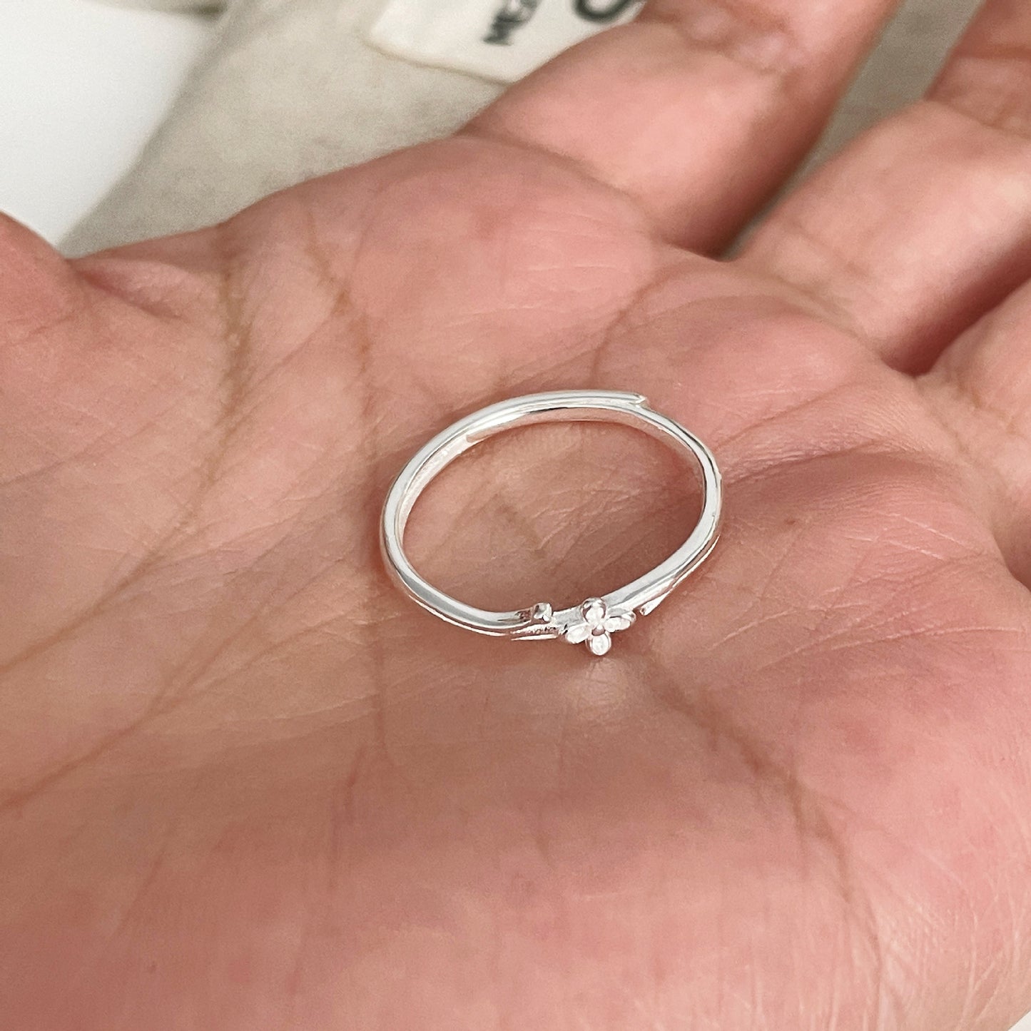 F廠【DQ8421R】足銀999簡約小清新丁香花戒指女ins精緻小眾花朵純銀開口指環 25.06-1