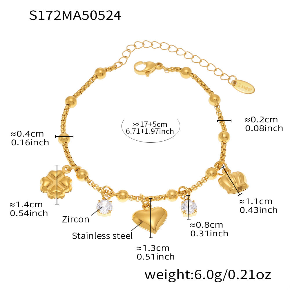 B廠 【E638】INS風不鏽鋼18k真金5A鋯石幾何多配件DIY手鍊腳鍊夏日飾品 25.06-1