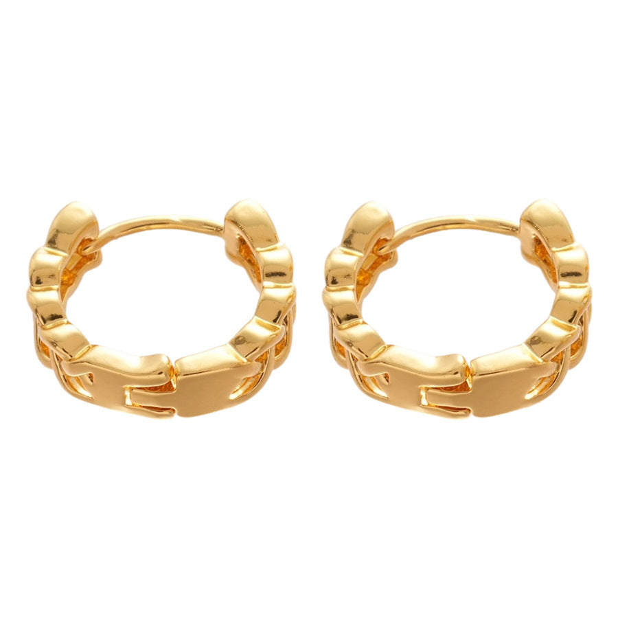 A廠 【HE26567】18k真金電鍍鏤空圓形交叉耳扣歐美復古氣質耳環輕奢高級感耳飾女 25.05-4