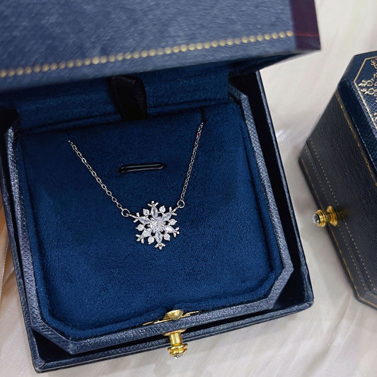 F廠【DQ1079N】S925純銀輕奢小眾夢幻雪花項鍊女精緻唯美鑲鋯石高級感鎖骨鏈
 25.10-4