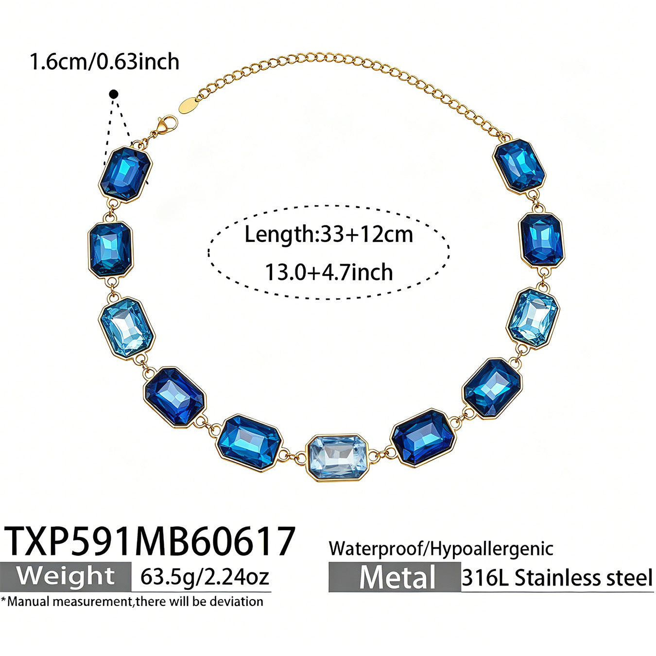 B廠【TXP591】歐美新款多色長方形玻璃石項鍊手鍊首飾套裝復古宴會風不銹鋼飾品
26.06-4