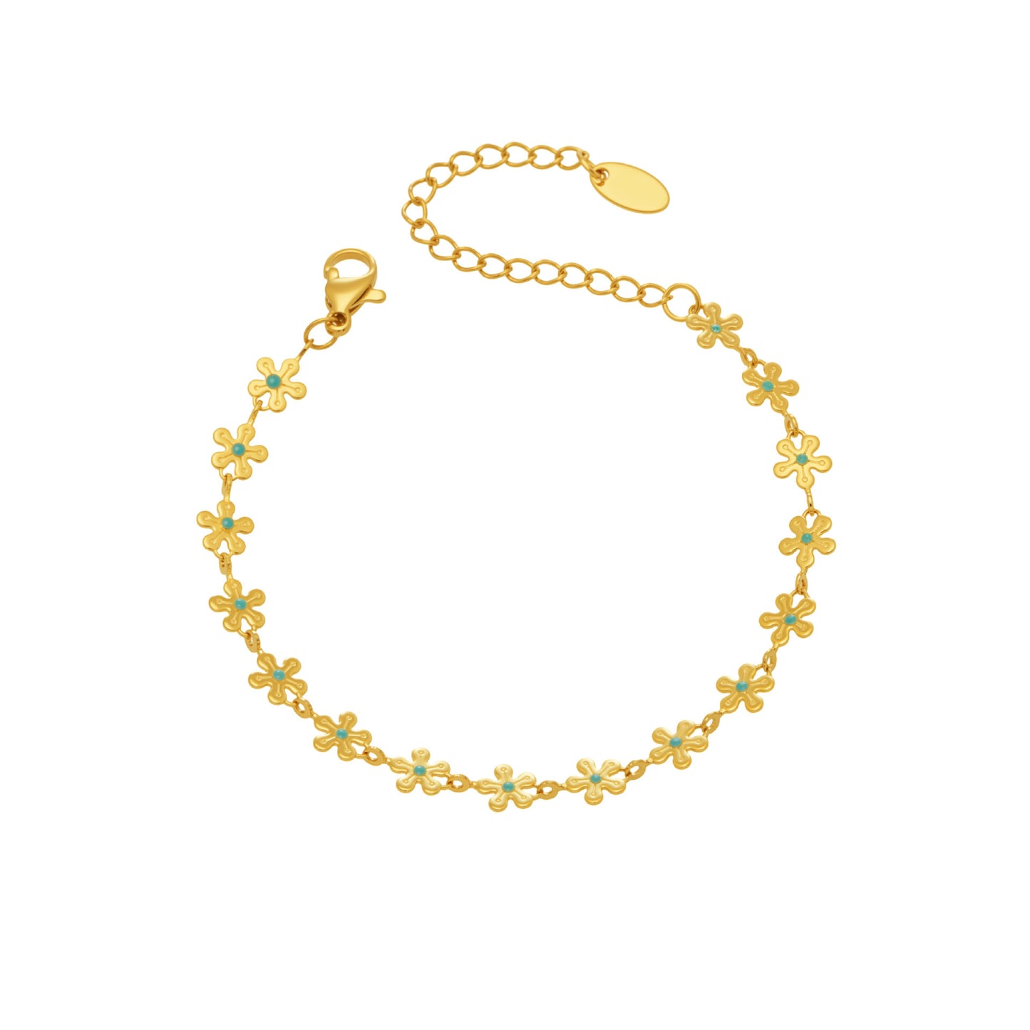 B廠【E012】跨境ins風個性花朵鏈藍色滴油手鍊小眾時尚設計感不鏽鋼鍍18k金
26.02-1