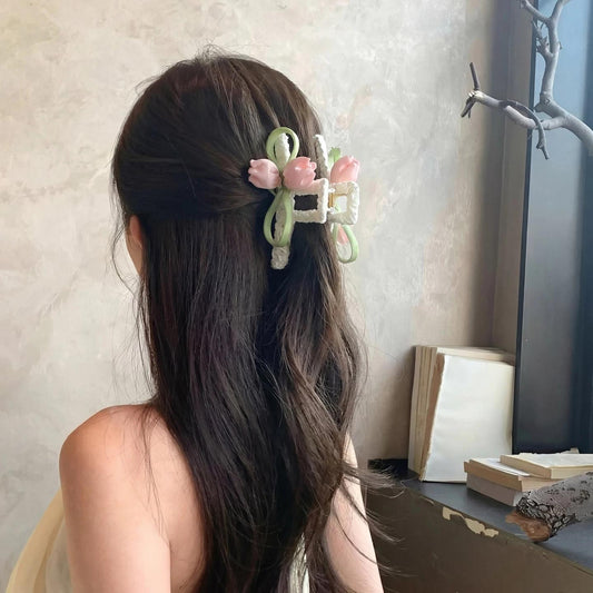 C廠【X171】優雅氣質鬱金香抓夾溫柔感白色提花網面盤髮夾2026新款品質鯊魚夾
26.04-4「C廠-單筆結帳需滿,NT$500出貨(不含運費)」