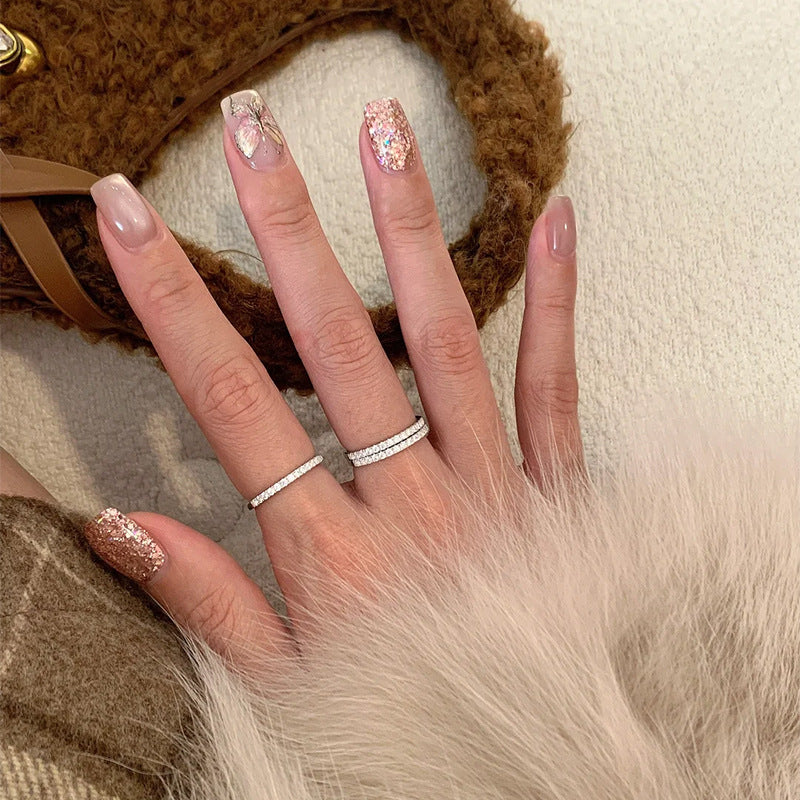 F廠【DQ8994R】S925純銀極簡超細排鑽戒指女輕奢高級感半鑽半素疊戴百搭指環
 25.10-4