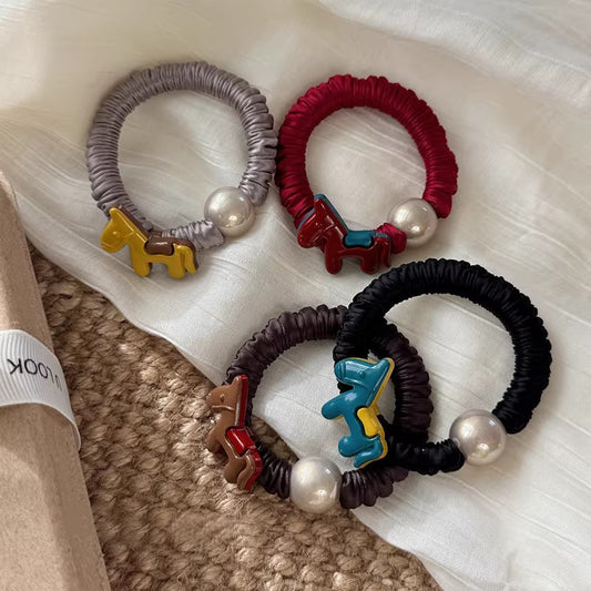 C廠【P100】高級感褶皺小腸髮圈女小馬仿珍珠頭繩高彈性橡皮筋紮馬尾髮繩髮飾
26.01-1