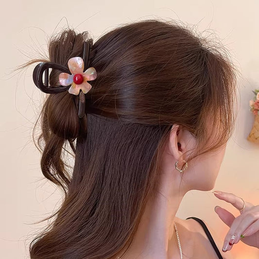 C廠【X54】氣質粉紅花朵髮夾女後腦勺盤髮抓夾大鯊魚夾子2026新款頭飾髮卡
26.03-4
