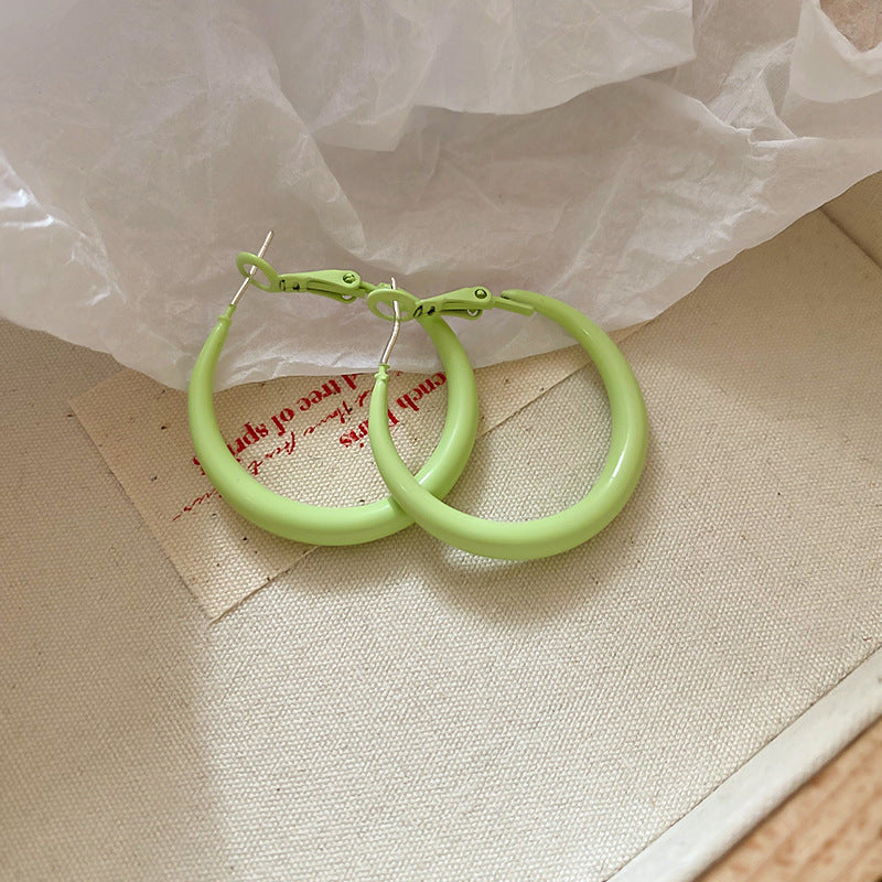 A廠【HE24982】925銀針多巴胺早春光面圓形耳圈ins網紅同款氣質耳環通勤簡約耳飾女 25.02-4