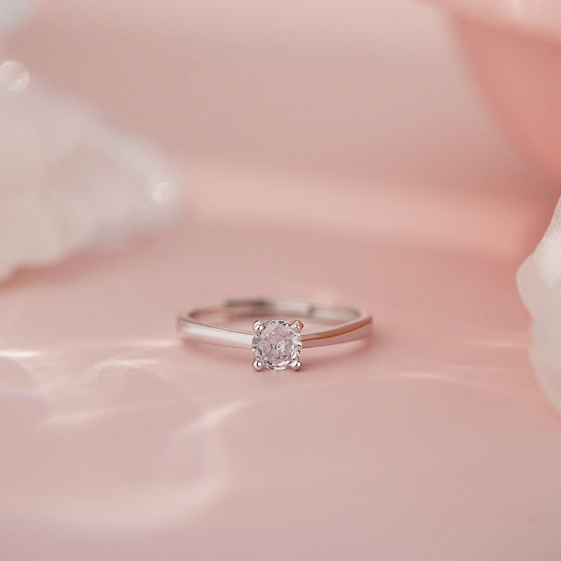 E廠【YC3786R】S925純銀鋯石情侶對戒極簡幾何小眾設計感時尚戒指手飾 25.07-1