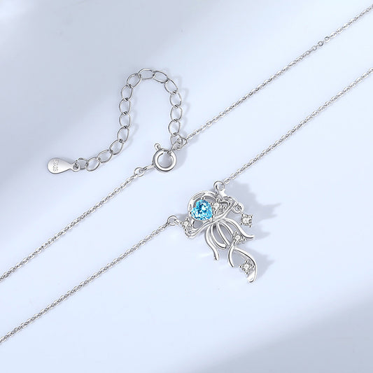 E廠【DQ2410N】原創藍色水母項鍊女925純銀清冷感輕奢小眾設計感百搭鎖骨鏈
26.03-1