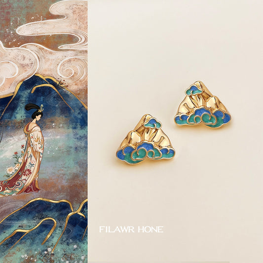 C廠【6930】巫山!原廠~國潮文藝復古新中式新款925銀針彩繪琺瑯滴釉耳飾耳飾
 25.10-3