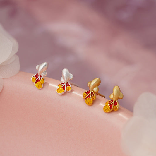 E廠【YC10072E】S999足銀雙錦鯉耳環好運上岸中式吉祥個性國風小眾耳飾 25.05-2