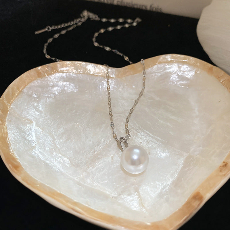 A廠【HN8231】鈦鋼施家珍珠吊墜項鍊復古優雅氣質百搭鎖骨鏈輕奢高級感項鍊飾 25.02-4