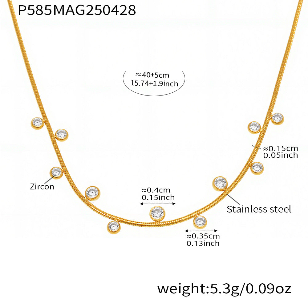 B廠【P1267】新款5A鋯石四葉花帶鑽鎖骨項鍊不鏽鋼材質鍍18k金保色飾品 25.05-2