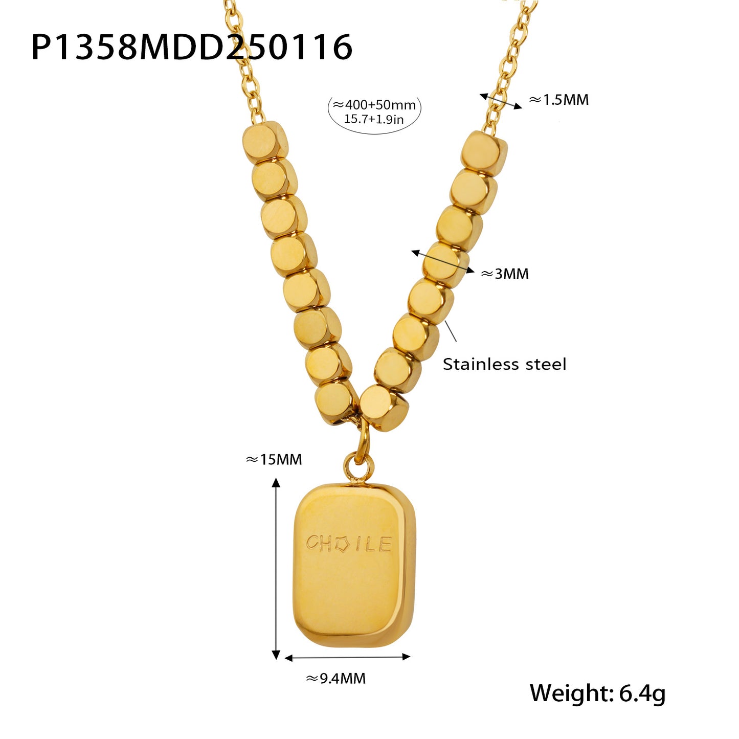 B廠【P1358】不鏽鋼材質誇張戒指女方牌吊墜鎖骨項鍊鍍18k金不掉色首飾 25.02-4