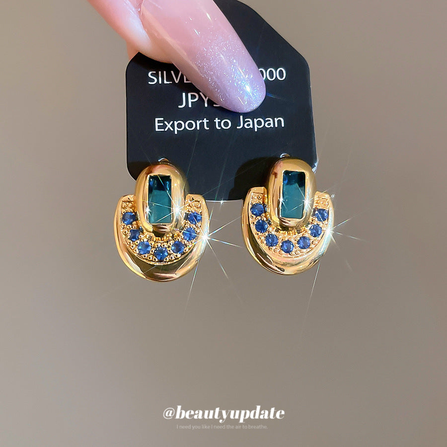 A廠【WE4914】18K真金電鍍925銀針鋯石橢圓形吊墜耳環宮廷風耳環輕奢高級感耳飾女
 25.10-4