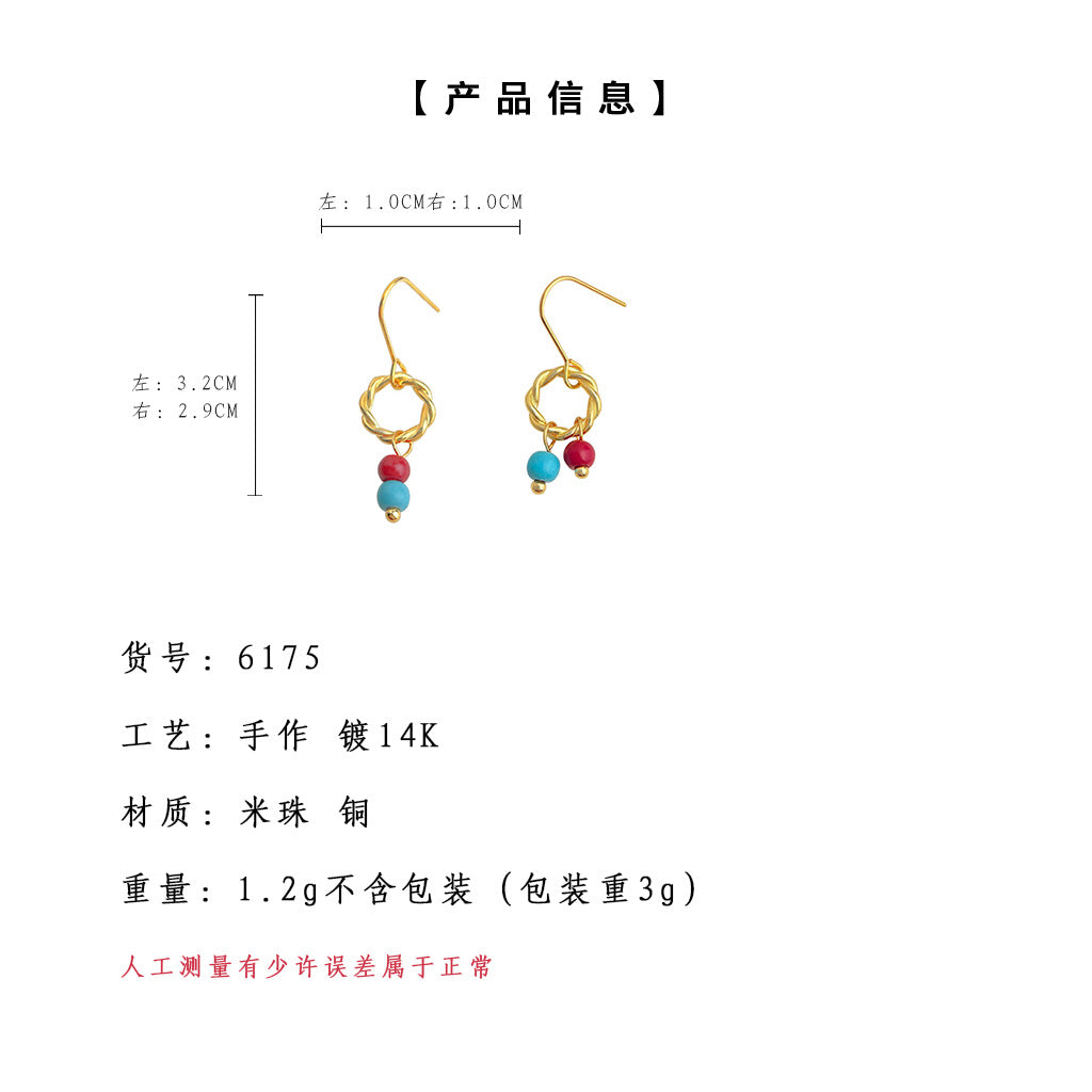 A廠【6175】原廠手工藝新中式文藝氣質通勤簡約小巧不對稱耳飾飾品耳環
25.11-3