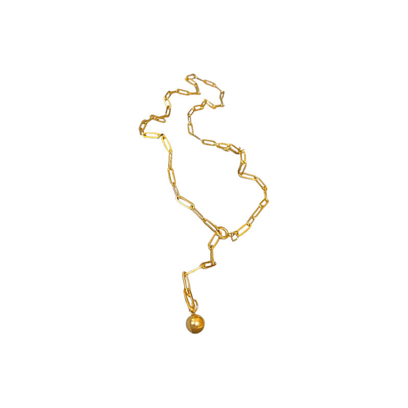 A廠【HN8027】鈦鋼簡約鏈條跨境圓球項鍊女小眾冷淡風氣質毛衣鏈輕奢高級感飾品 24.12-3