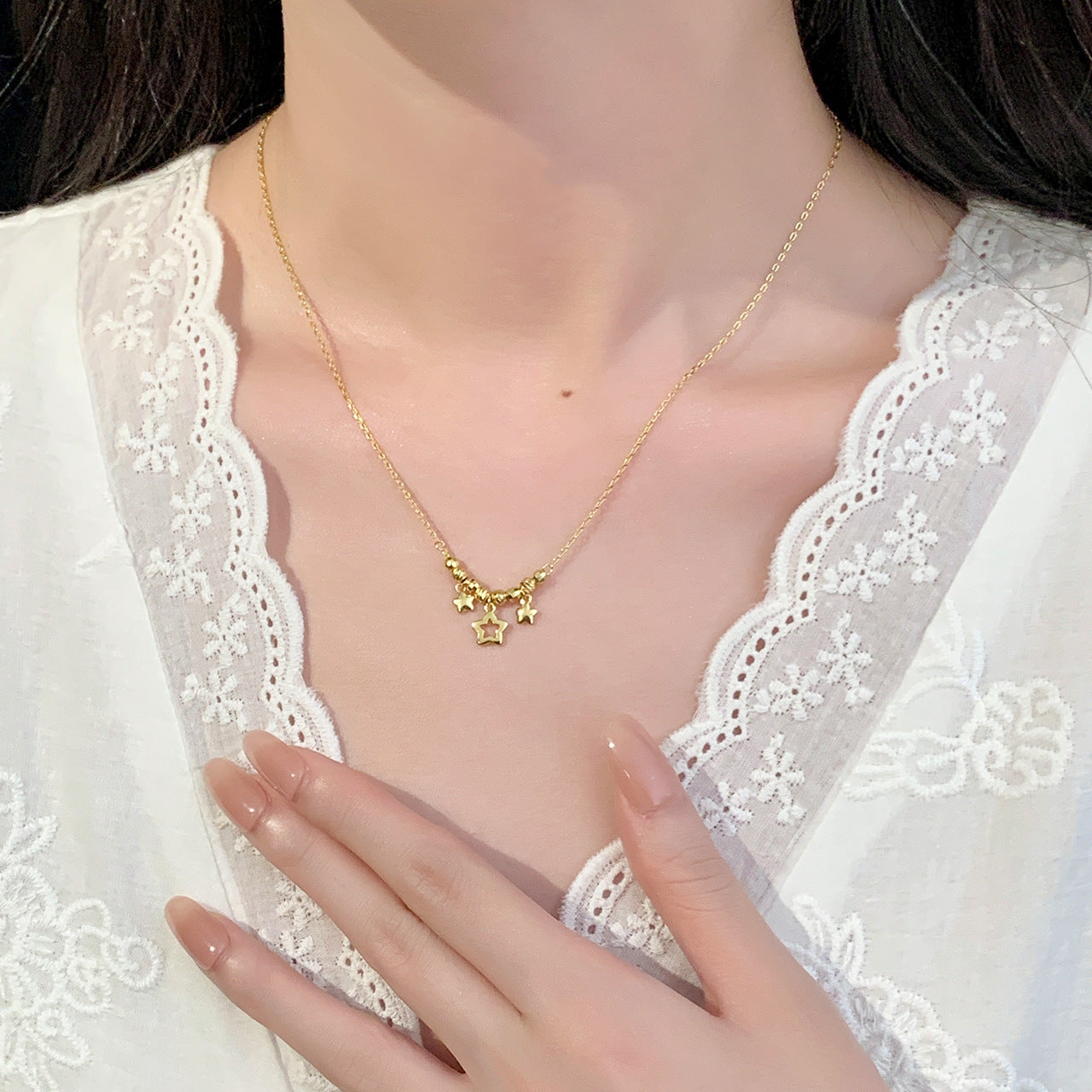 F廠【DQ0695N】小紅書爆款S925純銀星星項鍊女甜美百搭五角星鎖骨鍊頸鍊首飾 25.05-4