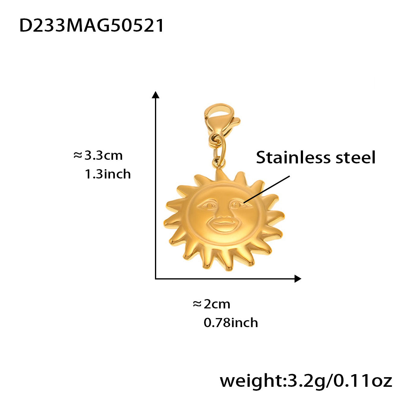 B廠【E633】新中式新款太陽笑臉多配件DIY手鍊不鏽鋼材質鍍18k真金手飾 25.05-5