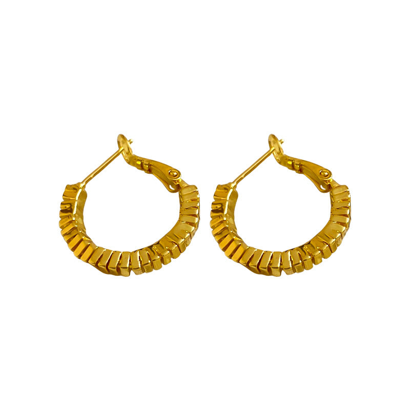 A廠【HE25058】18k真金電鍍925銀針不規則圓形耳圈個性誇張大氣耳環輕奢高級感耳飾 25.03-1