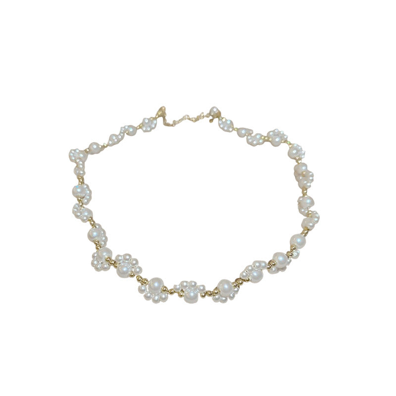 A廠【HN8327】貓爪珍珠串珠項鍊女小眾設計時尚百搭鎖骨鏈輕奢高級感氣質頸鍊女 25.03-4