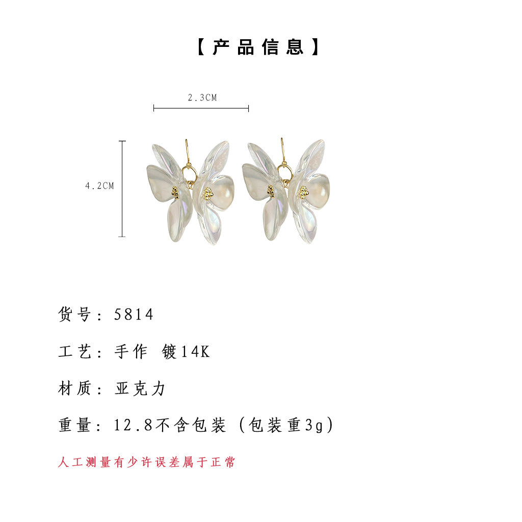 C廠【5814】女神款~實物很美略誇張亞克力彩光五彩花朵耳飾夏日度假耳環 25.04-2