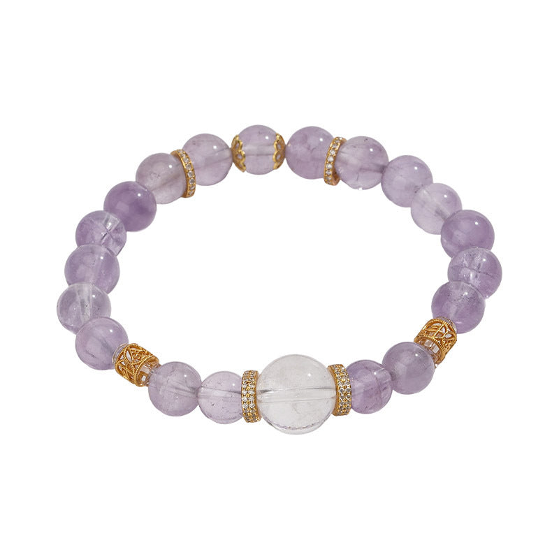 F廠【DQ0106S】輕奢小眾天然紫水晶手串女S925純銀高級白水晶小紅書手飾 25.03-4