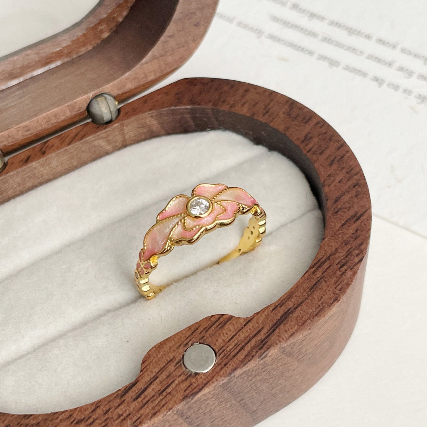 F廠【DQ8417R】S925純銀復古中式逃之夭夭戒指女溫柔氣質漸變桃花甜美食指戒 25.03-3