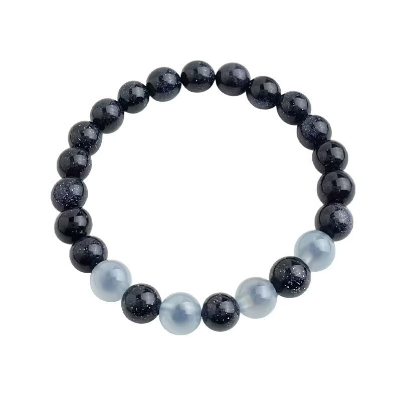 C廠【S242】藍砂石天然石溏心瑪瑙水晶手串文藝復古新中式國潮手飾飾品女 25.04-1