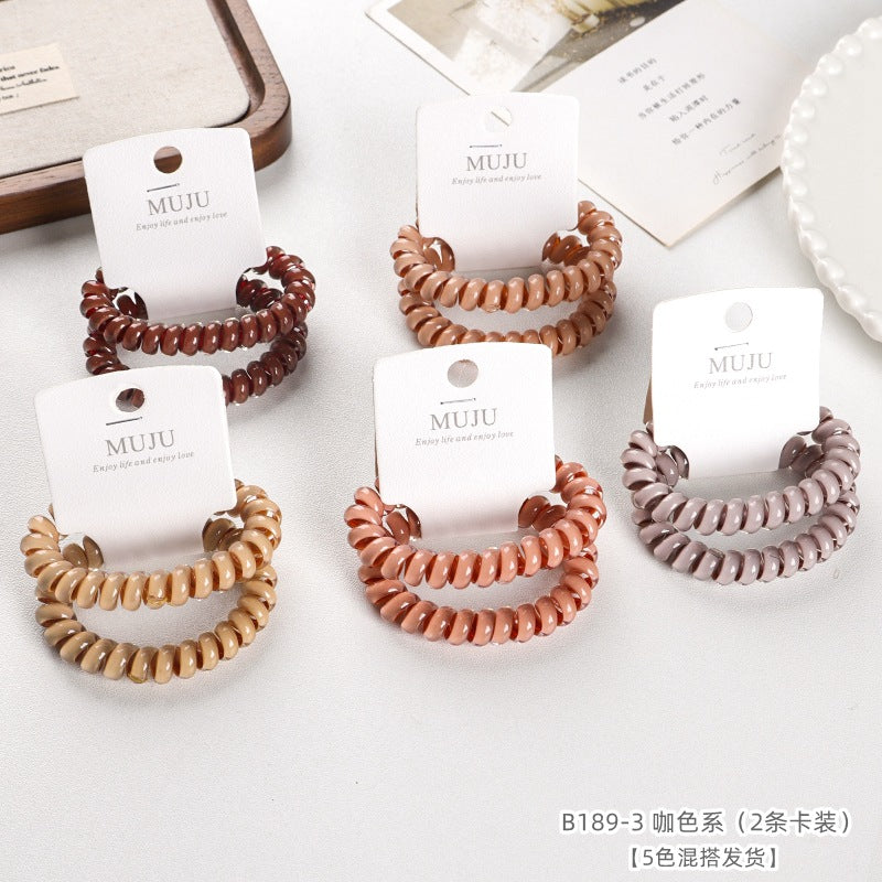 D廠【B189】2條卡裝電話線髮圈粗款大號頭繩高級感覆膜透亮皮筋沖涼洗臉髮繩 25.04-1「D廠-單筆結帳需滿,NT$600出貨(不含運費)」