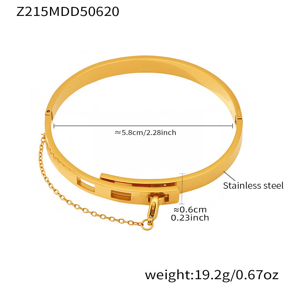 B廠【Z215】INS風夏季時尚手飾不鏽鋼鏈條幾何扣環手環18k鍍真金不掉色 25.06-4