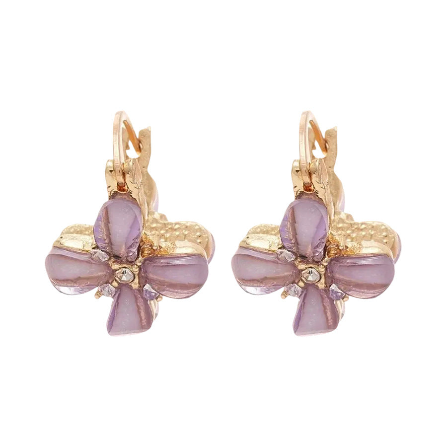 A廠【HE25551】鑲鑽超仙花朵耳環甜美溫柔氣質耳環女個性時尚百搭耳環設計感小眾 25.03-4