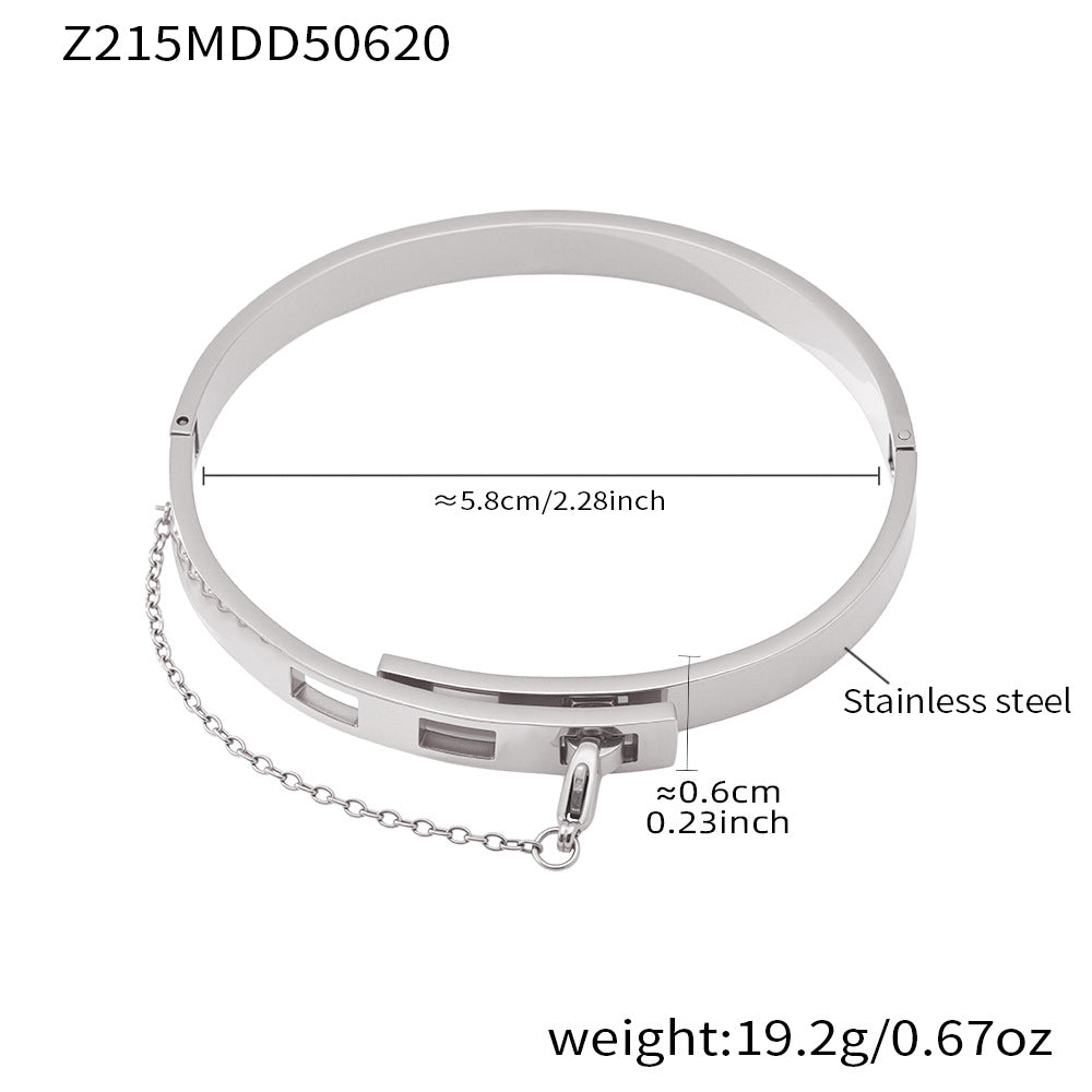 B廠【Z215】INS風夏季時尚手飾不鏽鋼鏈條幾何扣環手環18k鍍真金不掉色 25.06-4