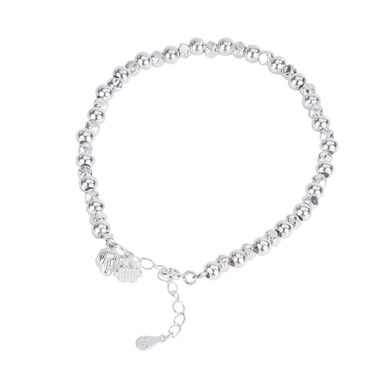 F廠【DQ0021S】S925純銀小眾精緻碎銀幾兩手鍊女氣質輕奢兩世歡蓮蓬銀珠手飾 25.02-3