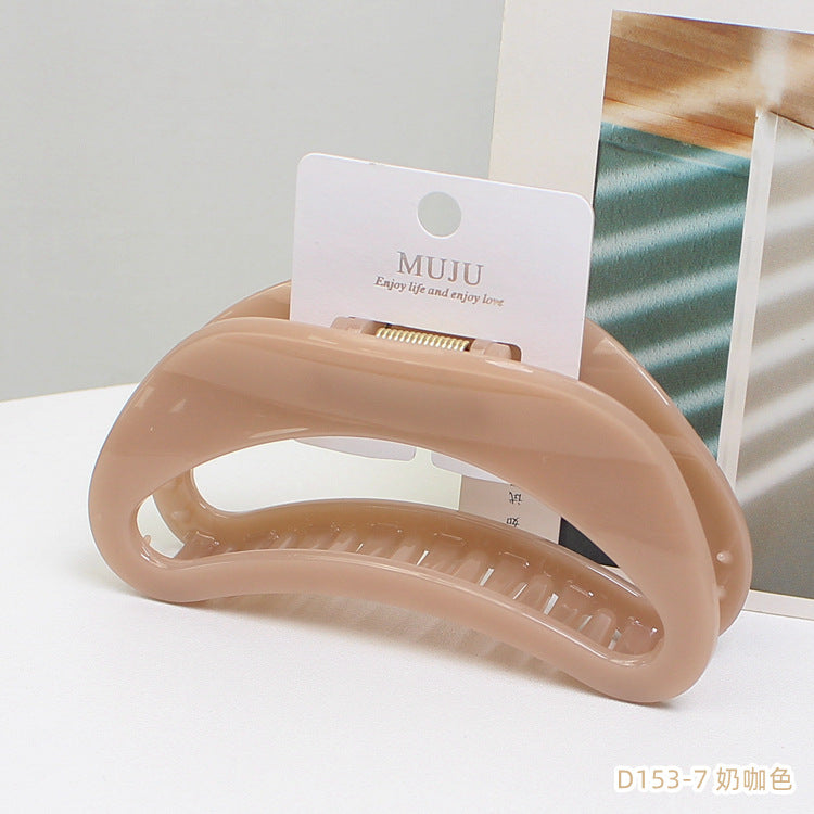 D廠【D153】簡約大號鏤空抓夾高級感卡裝鯊魚夾髮飾氣質半圓月亮後腦勺髮夾 24.07-2「D廠-單筆結帳需滿,NT$600出貨(不含運費)」