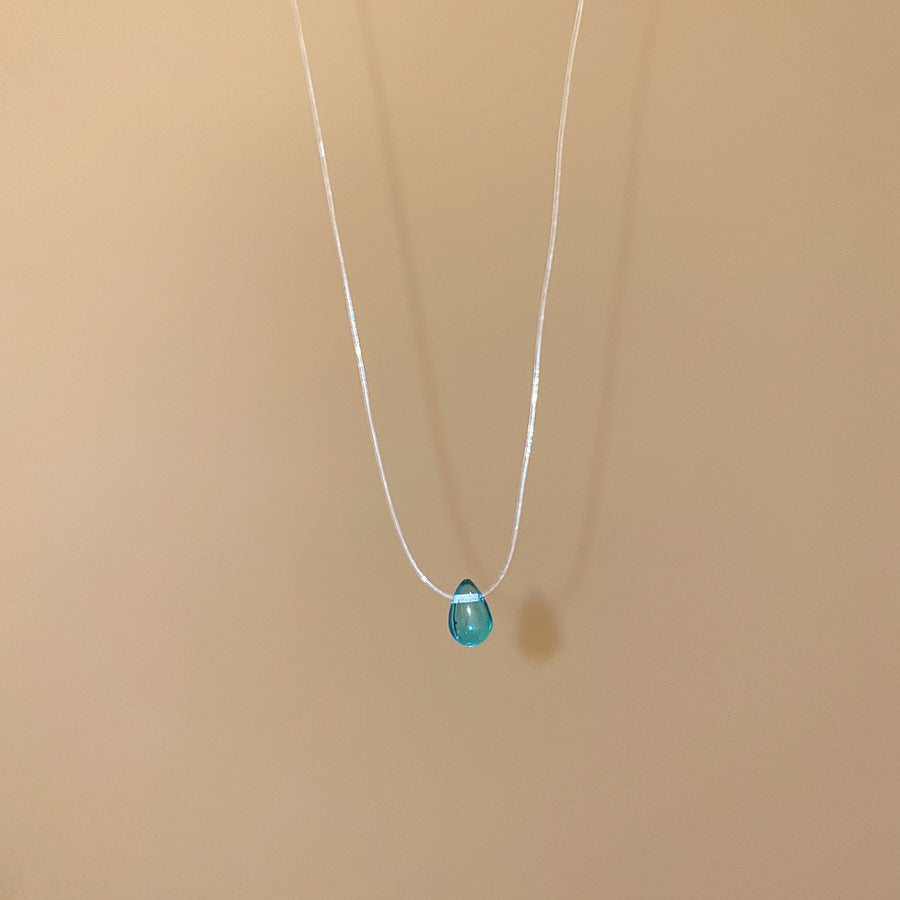 A廠【HN8744】鋯石圓形水滴吊墜項鍊時尚簡約小眾設計感鎖骨鏈輕奢高級感項鍊飾女 25.06-4