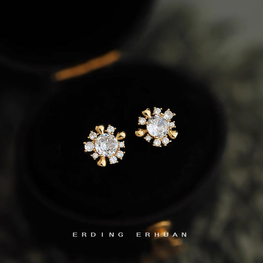 C廠【6281】原創設計!微鑲朱石簡約輕奢風925銀針鍍14K時尚百搭耳時尚耳飾耳 25.06-3