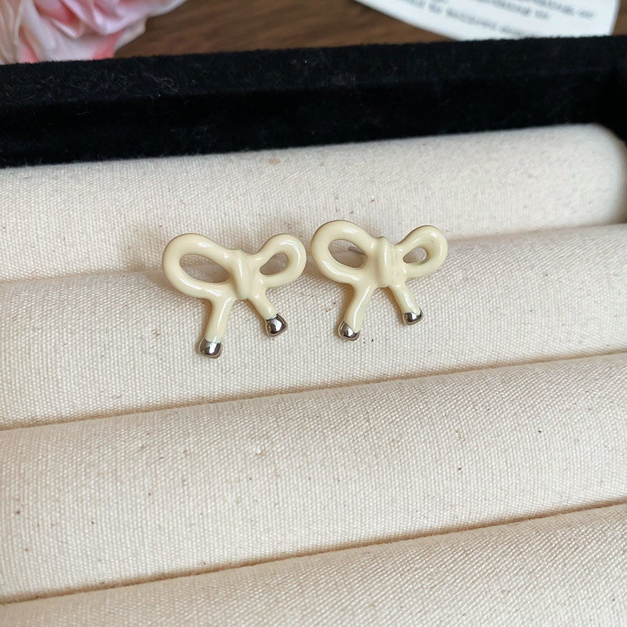 A廠【HE25402】925銀針滴油蝴蝶結耳環2025新款溫柔甜美氣質耳環小眾高級感耳飾 25.03-3