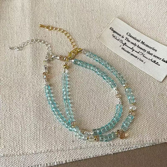 A廠【HB4223】水晶幾何圓形串珠水滴手鍊小清新時尚簡約百搭手串設計感小眾手環 25.07-2