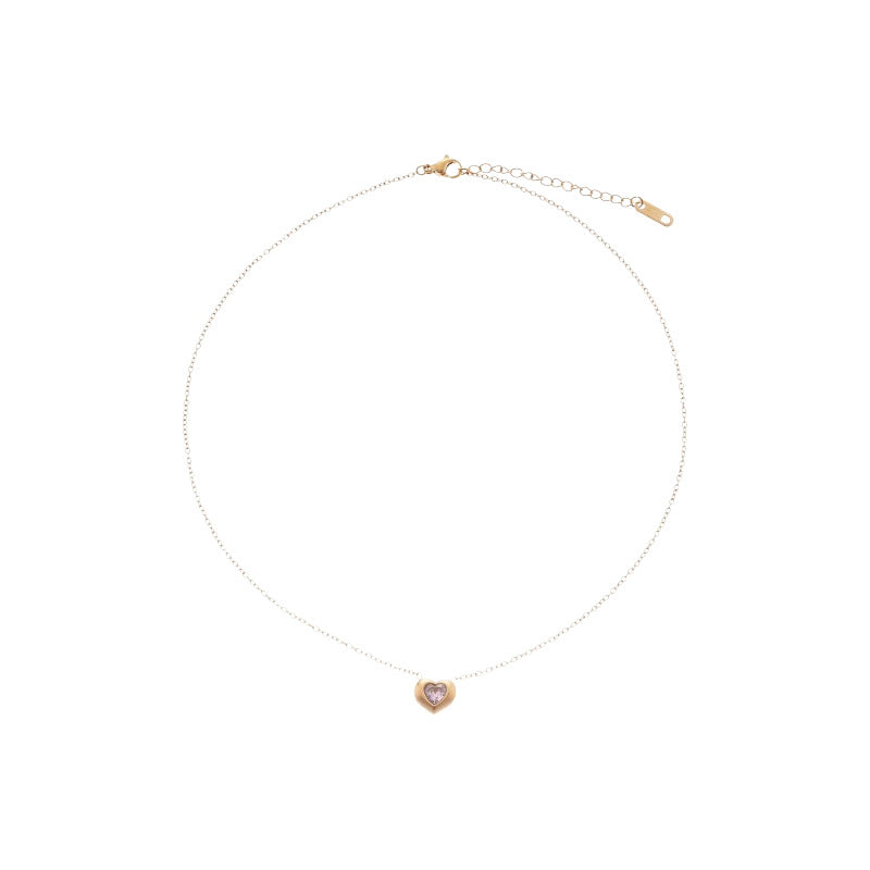 A廠【HN8260】鈦鋼鑲鑽愛心吊墜項鍊復古小眾高端氣質鎖骨鏈輕奢高級感項鍊飾頸鍊 25.03-1