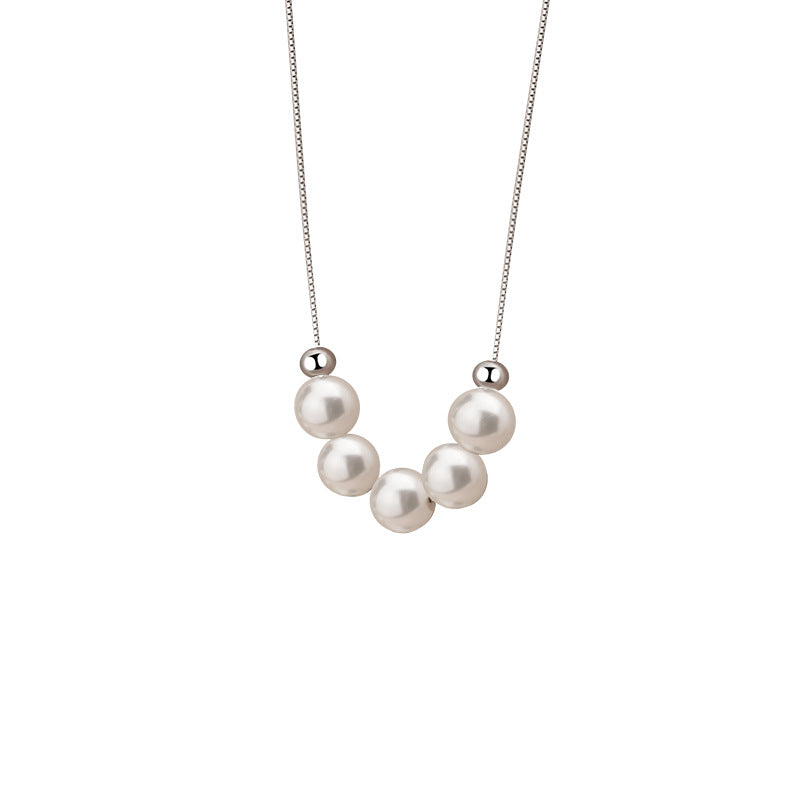 E廠【YC1839N】S925純銀法式復古珍珠項鍊女簡約幾何溫柔ins甜美鎖骨鏈 25.03-2