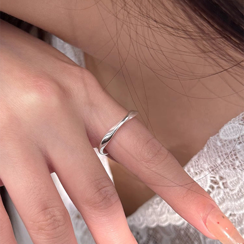 F廠【DQ8366R】足銀999莫比烏斯環戒指女ins風設計感素圈可調指環食指戒潮 25.07-1