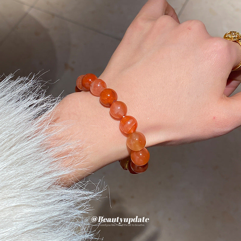 A廠【HB3454】全新中式南紅石鋯石串珠手鍊輕奢高級感氣質水晶手串百搭設計感手飾 25.01-4