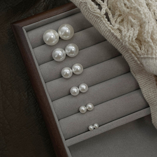 F廠【DQ11624E】999純銀fever同款珍珠耳環女韓系ins風復古感正圓仿珍珠耳飾
 25.09-3