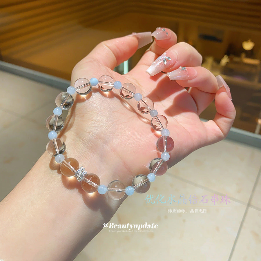 A廠【HB4043】鋯石冰透白水晶串珠手鍊2025新款輕奢小眾水晶手串時尚手環手飾女 25.06-1