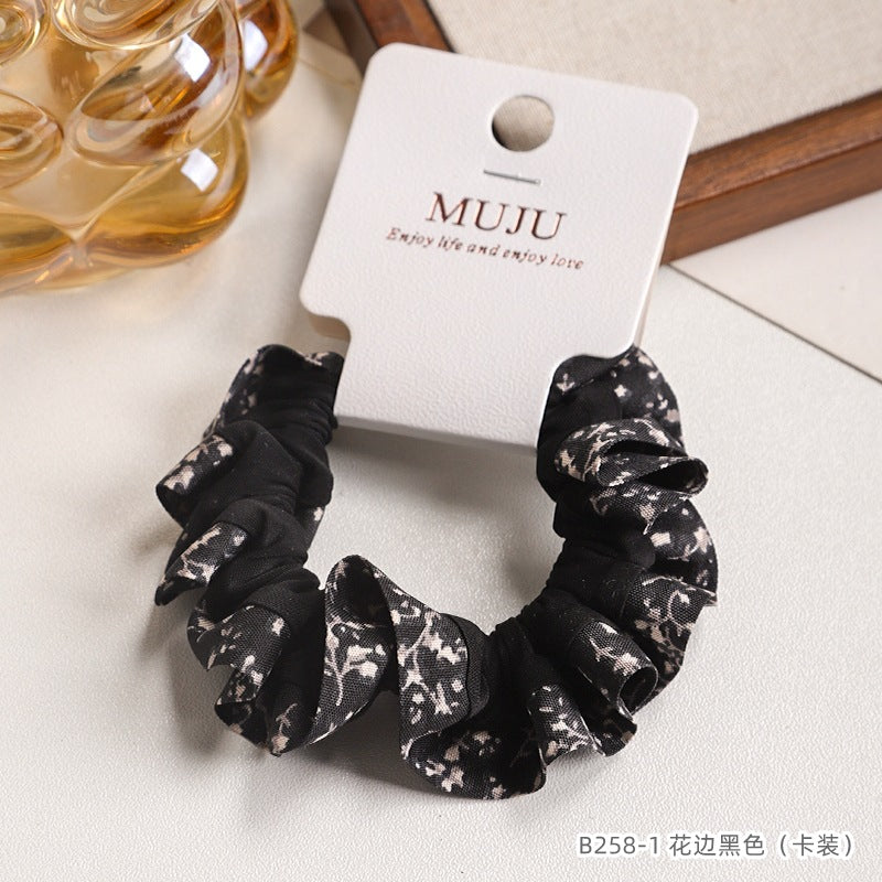 D廠【B258】【卡裝】氣質花邊小腸髮圈時尚褶皺髮繩條碼髮飾少女高馬尾皮筋 25.05-3「D廠-單筆結帳需滿,NT$600出貨(不含運費)」