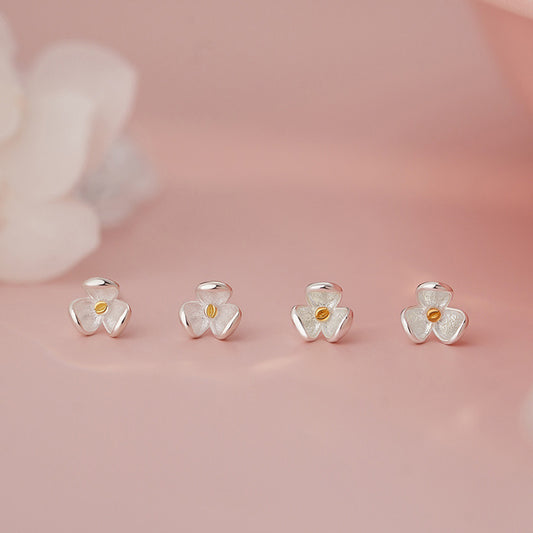E廠【YC2643E】S999足銀S925純銀文藝花朵耳環清新優雅韓風精美小眾耳飾 25.06-3