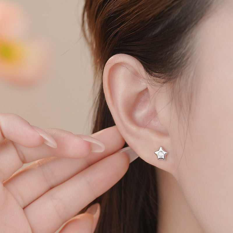 E廠【YC3484E】S999足銀星星鋯石耳環小巧精緻創意簡約甜美睡覺免摘耳飾
25.10-5