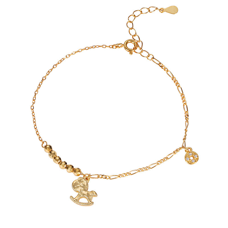 F廠【DQ1174S】碎冰冰馬上有錢手鍊女S925純銀小眾設計感銅錢生肖馬手飾
25.11-2